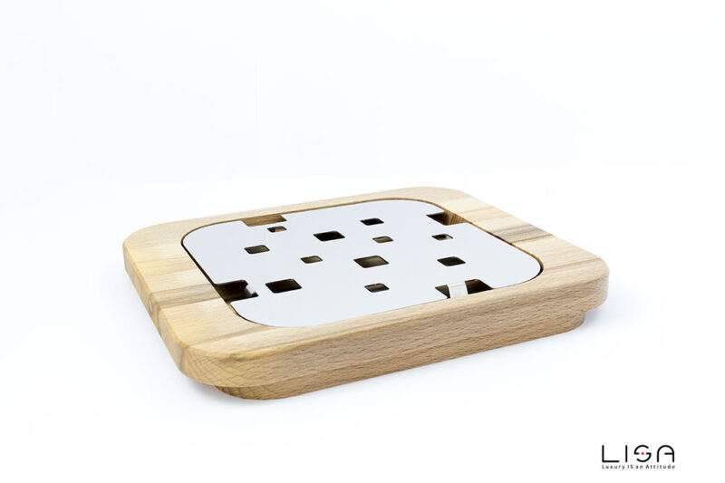 Vassoio Gran Sasso quadrato - legno e acciaio inox | The Italian BBQ | LISA | Acquista accessori per barbecue
